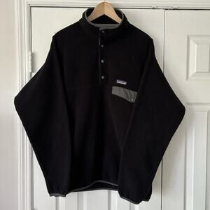 Vintage Patagonia Synchilla Snap T Fleece Pullover Mens L Black Grey Jacket